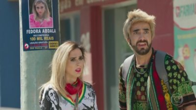 Fedora (Tatá Werneck) e Leozinho (Gabriel Godoy) em cena de 