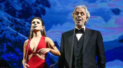 Paula Fernandes e Andrea Bocelli (Foto reprodução)