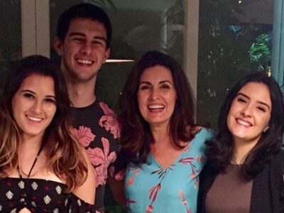 Fátima Bernardes com os filhos, Vinícius, Beatriz e Laura (Foto: Reprodução)