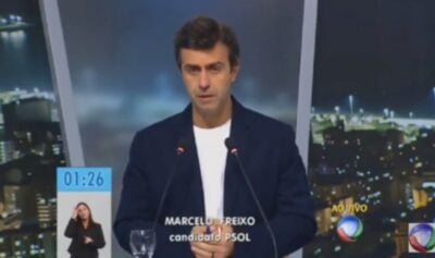 Marcelo Freixo em debate na Record no primeiro turno (Foto: Reprodução)