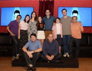 Mel Maia, Leandro Hassum, , Walter Breda, Pietra Hassum, Cristiana Pompeo, Diretor-Geral Fabricio Mamberti, Redator-final Daniel Adjafre (Foto: Globo/Estevam Avellar)