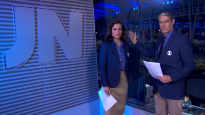 Renata Vasconcellos e William Bonner em gafe no 