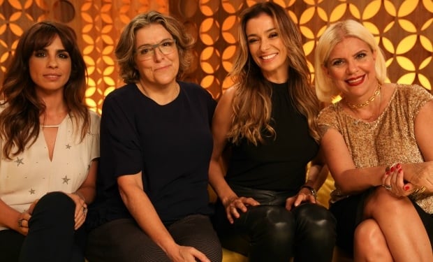 Maria Ribeiro, Bárbara Gancia, Mônica Martelli e Astrid Fontenelle no "Saia Justa" (Foto: Tricia Vieira)
