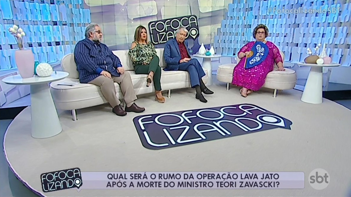 Leão Lobo, Mara Maravilha, Décio Piccinini e Mamma Bruschetta na estreia do "Fofocalizando" (Foto: Reprodução/SBT)