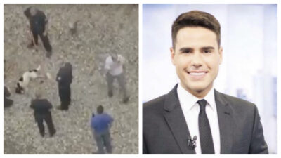Luiz Bacci em resgate de caozinho (Foto montagem: TV FOCO)