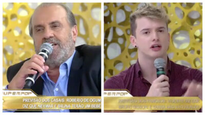 Aaron Tura do TV FOCO e o vídente Robério de Orgum no Superpop (Foto reprodução)
