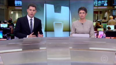 Os apresentadores Evaristo Costa e Sandra Annenberg no 