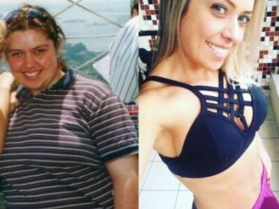 Aline antes e agora. Foto - montagem.