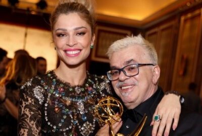 Grazi e Walcyr Carrasco no Emmy (Foto: Reprodução)