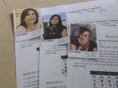 Imagens de Gretchen nas provas corrigidas por professor de Belo Horizonte viralizaram na internet. (Foto: Vitor Lucas/Arquivo pessoal)