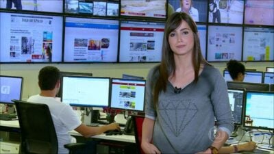 A jornalista Mari Palma durante apresentação do 
