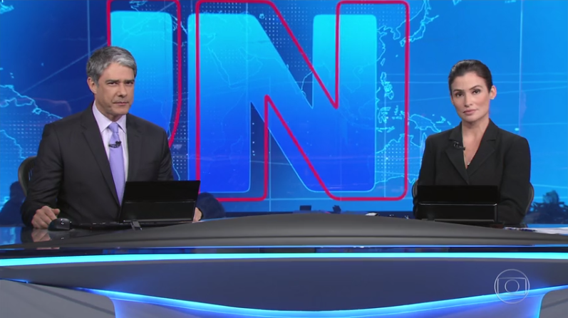 William Bonner e Renata Vasconcellos na estreia do novo cenário do "Jornal Nacional" (Foto: Reprodução/Globo)