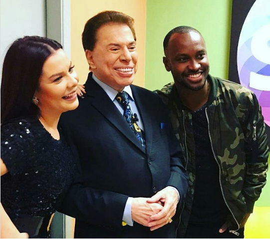 Fernanda Souza, o marido e Silvio no SBT. Foto - reprodução/Instagram.