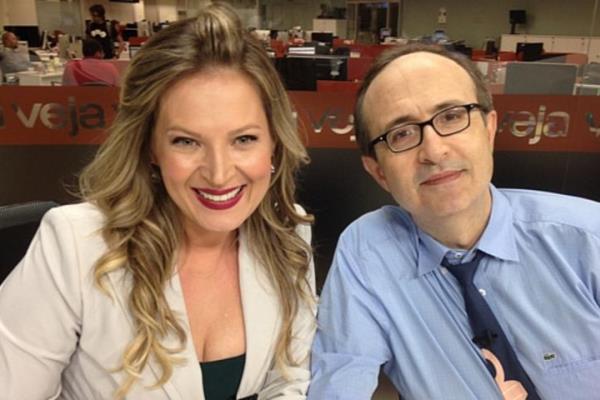 Joice Hasselmann e Reinaldo na TVeja. Foto - divulgação.
