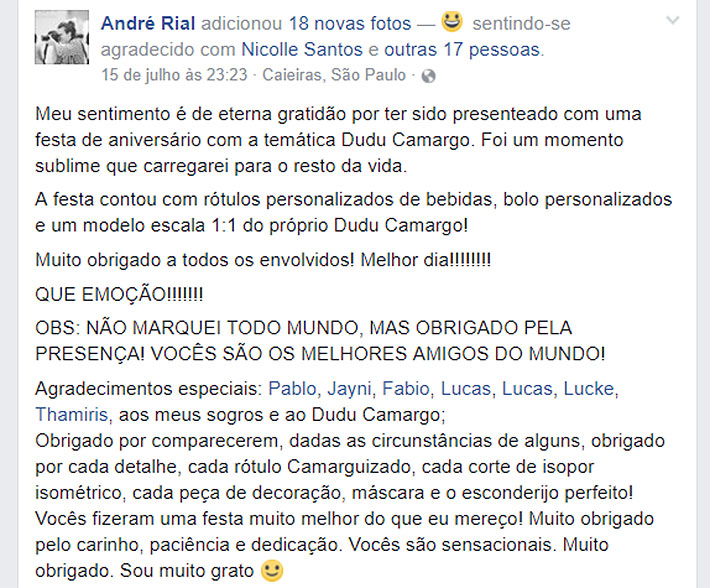 Dudu Camargo vira tema de festa (Foto: Reprodução)