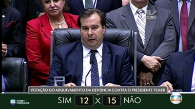 Rodrigo Maia em votação contra Michel Temer na Câmara
(Foto: Reprodução/Globo)