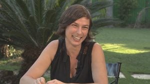 Maria Paula em conversa com Gugu (Foto Record)