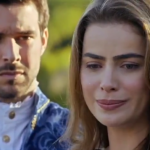Enrico (Bernardo Velasco) e Pietra (Rayanne Morais) em cena de "Belaventura"
(Foto: Reprodução/Record)