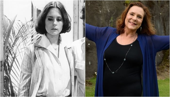 Elizabeth Savala em "Pai Herói", em 1979, e nos dias atuais. (Foto: Montagem/Divulgação)