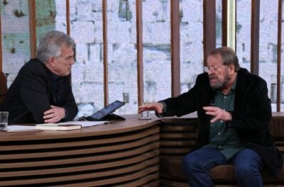 Carlos Vereza e Bial (Foto: Higor Gargiulo / TV Globo)