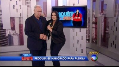 Fabíola Gadelha com o colega no Cidade Alerta. Foto - reprodução.