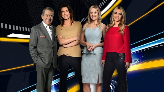 Os apresentadores do Domingo Espetacular da Record (Foto reprodução)