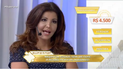 Roberta no programa da RedeTV!. Foto - reprodução.
