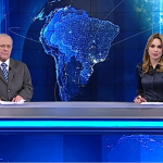 Os apresentadores Joseval Peixoto e Rachel Sheherazade no "SBT Brasil"
(Foto: Reprodução/SBT)