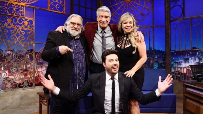 Jurados do "Show de Calouros" no "The Noite" (Foto: Divulgação)