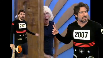 Mion e Mionzinho durante o Legendários. (Foto: Reprodução/Record)