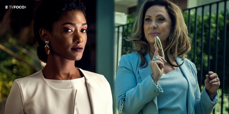 Em fotos paralelas atrizes do elenco da novela O Outro Lado do Paraíso