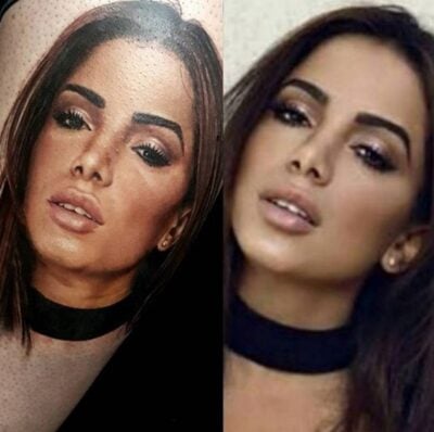 Rosto de Anitta é tatuado de forma realista em pena de fã. (Foto: Reprodução)