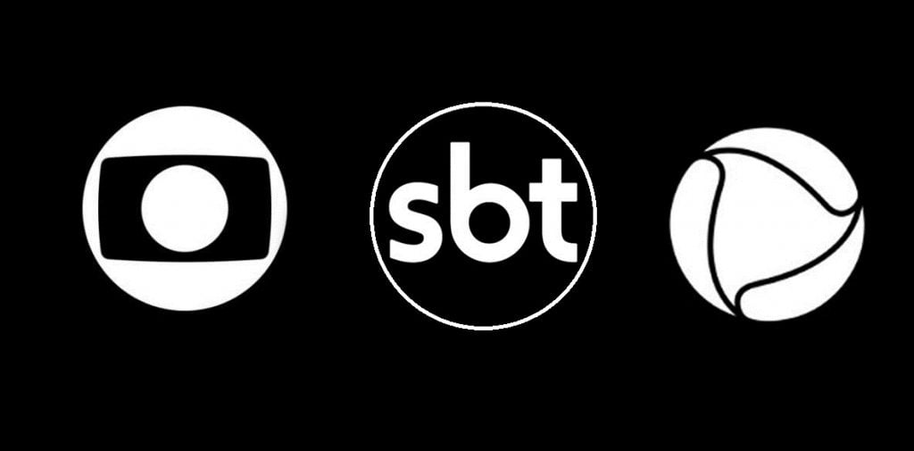 logotipo das principais emissoras de televisão brasileiras nas cores preto e branco