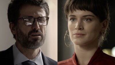 Samuel (Eriberto Leão) e Clara (Bianca Bin) em cena de O Outro Lado do Paraíso
(Foto: Divulgação/Globo/Montagem TV Foco)