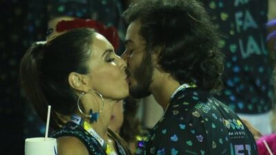 Fátima Bernardes e Túlio Gadelha se beijam muito na Sapucaí (Imagem: Dilson Silva / Ag. News)
