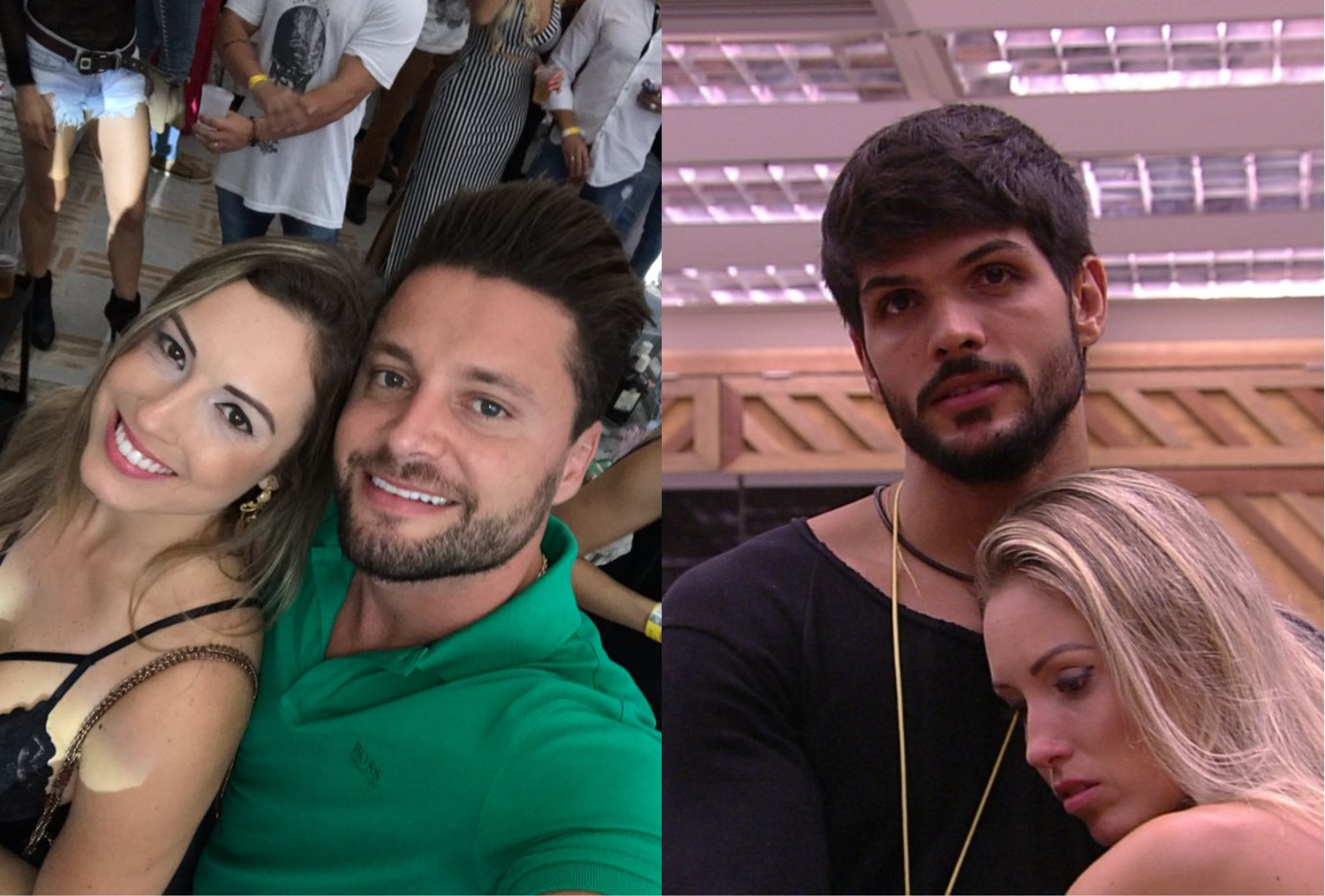Jessica e namorado à esquerda e Jessica e Lucas à direita no BBB18 (Foto montagem: TV Foco)
