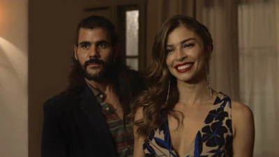 Mariano (Juliano Cazarré) e Lívia (Grazi Massafera) em cena de O Outro Lado do Paraíso
(Foto: Divulgação/Globo)