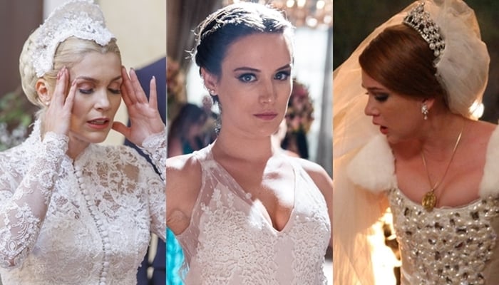Flávia Alessandra, Bianca Bin e Marina Ruy Barbosa: mocinhas tiveram casamento desfeito no altar (Foto: Globo/Artur Meninea/Raquel Cunha/Inácio Moraes)