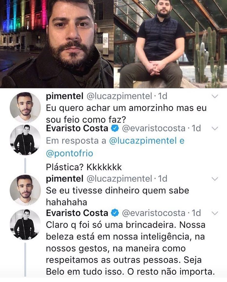 Resposta de Evaristo Costa (Foto: Reprodução)