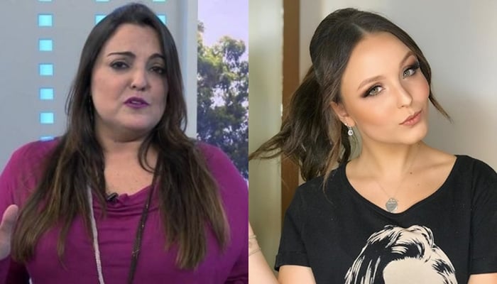 A jornalista Fabíola Reipert e a atriz Larissa Manoela (Foto: Record/Reprodução/Montagem)