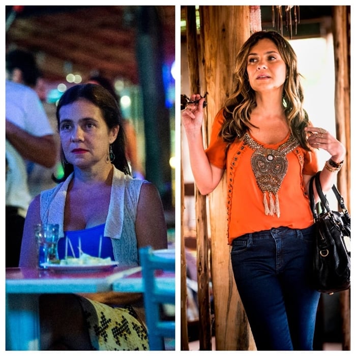 Adriana Esteves como Fátima em Justiça e como Laureta em Segundo Sol (Foto: Divulgação/Globo)