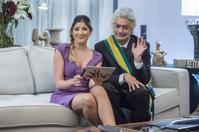Os atores Fernando Caruso e Dani Calabresa como Temer e sua esposa, Marcella, no Zorra (Foto: Globo/Mauricio Fidalgo)