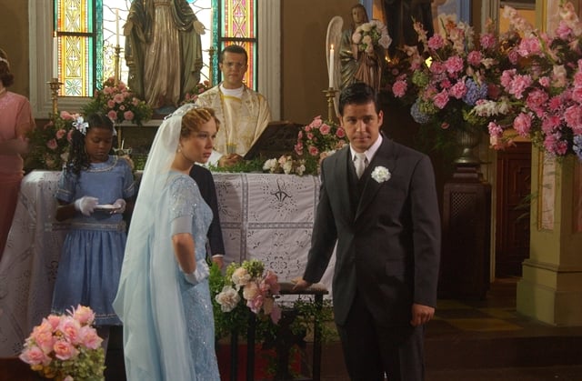 Ana Francisca (Mariana Ximenes) e Danilo (Murilo Benício) em Chocolate Com Pimenta (Foto: Globo/Gianne Carvalho)