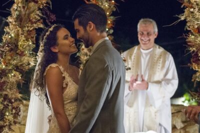 Cleo (Giovana Cordeiro) e Xodó (Anderson Tomazini) se casam em O Outro Lado do Paraíso
(Foto: Globo/César Alves)