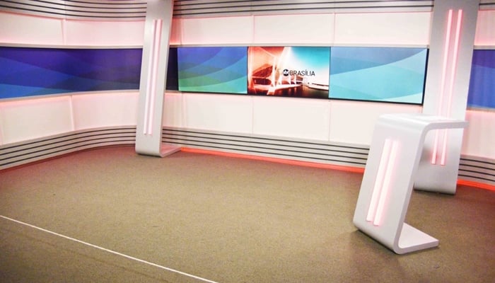 Novo cenário dos telejornais do SBT Brasília (Foto: Divulgação/SBT)