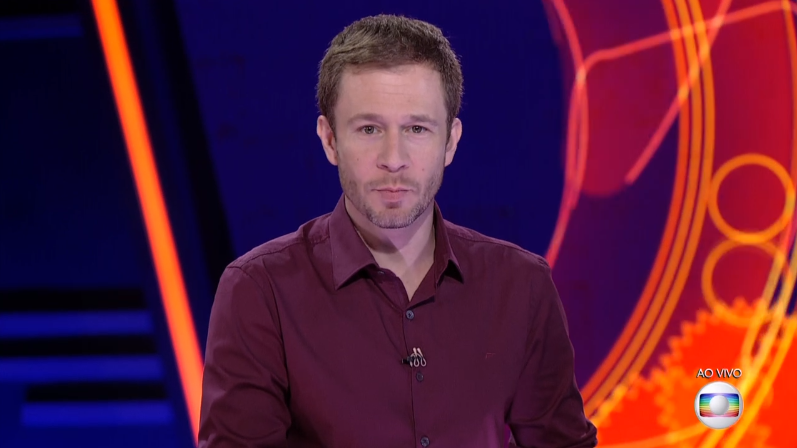 O apresentador Tiago Leifert no comando do BBB18 (Foto: Reprodução/Globo)