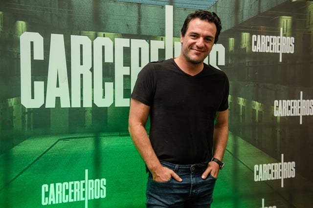 Rodrigo Lombardi na coletiva de Carcereiros (Foto: Globo/Gustavo Scatena)