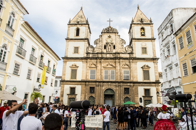 Gravação de Segundo Sol na Igreja de São Francisco, no Pelourinho (Foto: Globo/João Cotta)