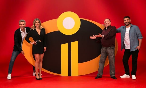 Otaviano Costa, Flávia Alessandra, Raul Gil e Evaristo Costa dublaram Os Incríveis 2 (Foto: divulgação )