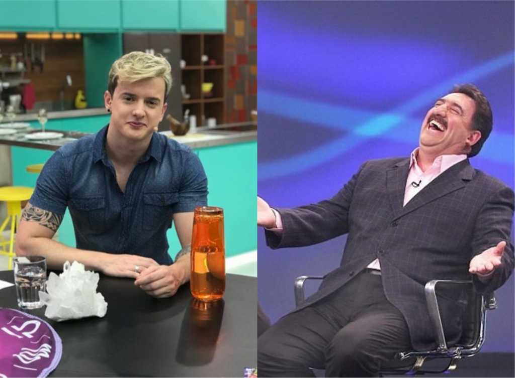 Aaron Tura conta uma fofoca do Ratinho (Foto montagem: 